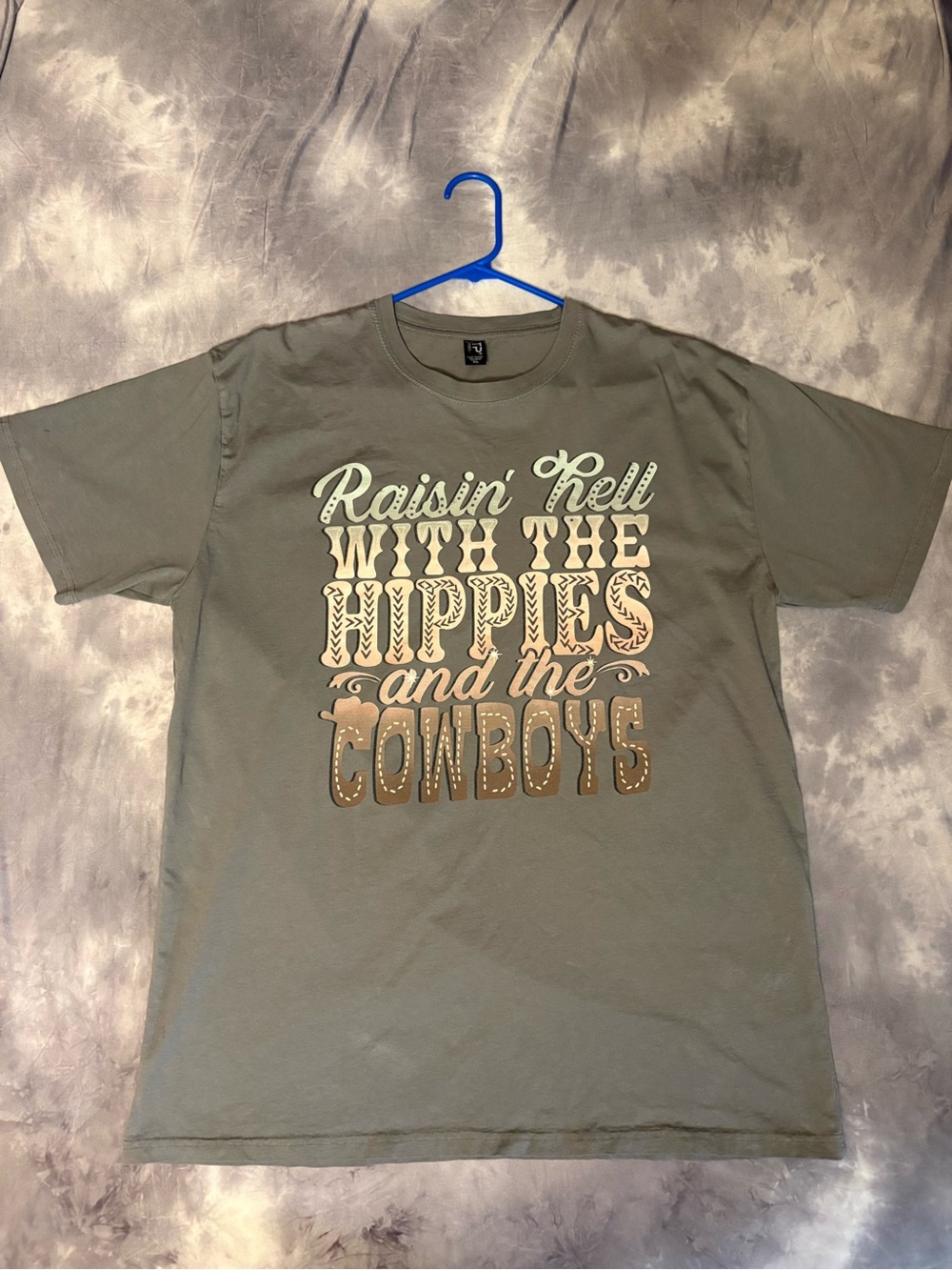 "Raisin' Hell with the Hippies and the Cowboys" Graphic Tee - Sage